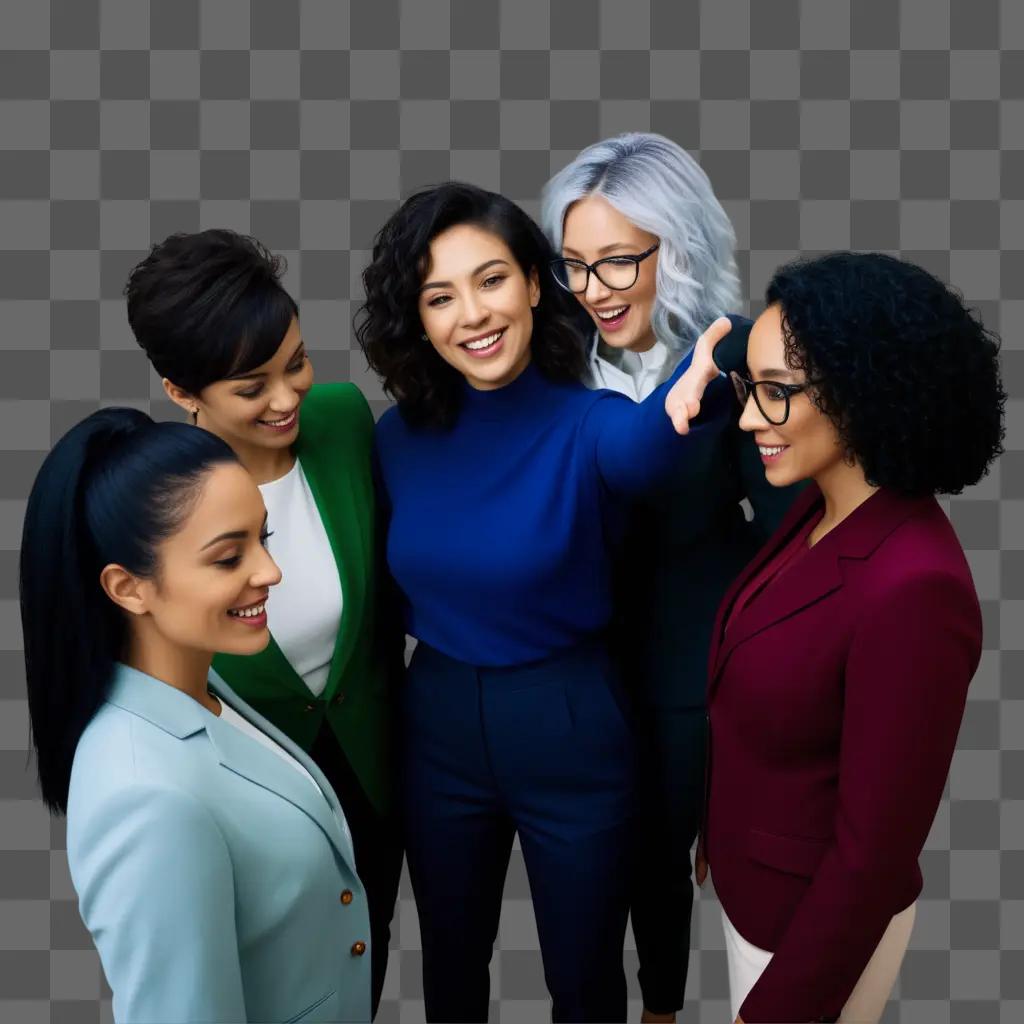 Five women in a collaborative moment