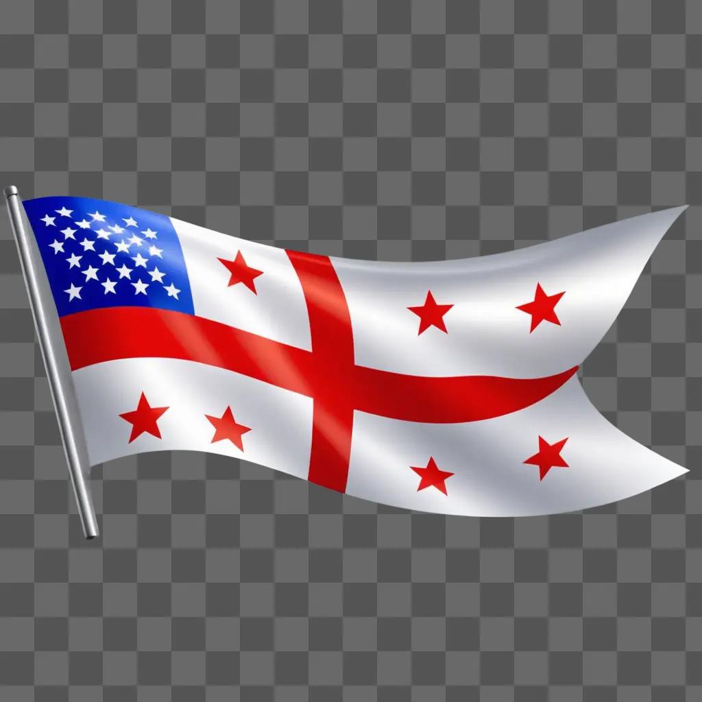 Flag with red, white, and blue stars in a 3D model