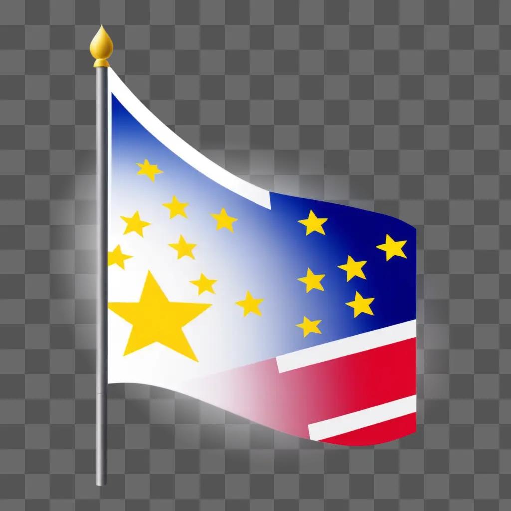 Flag with stars and stars on a bright background