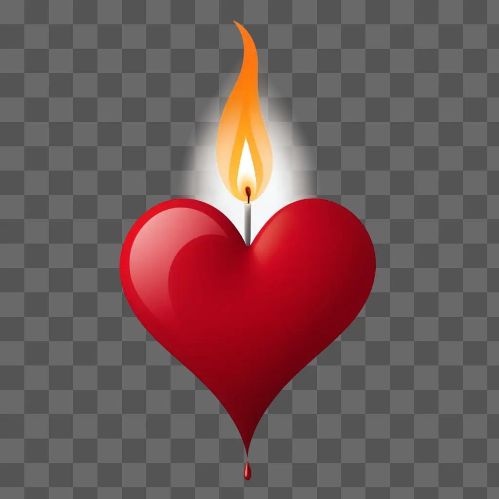 Flame lit on a red heart