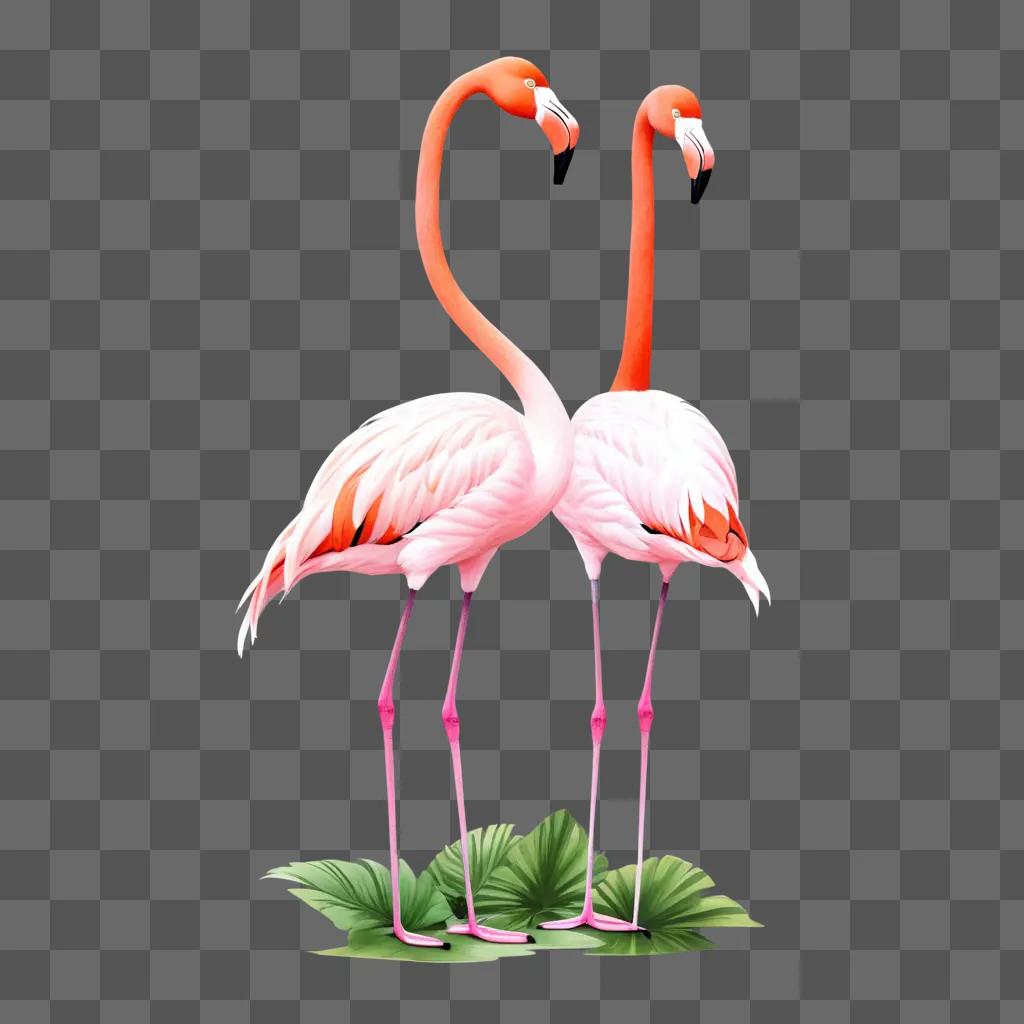 Flamingos illustrated in a pink and white color scheme