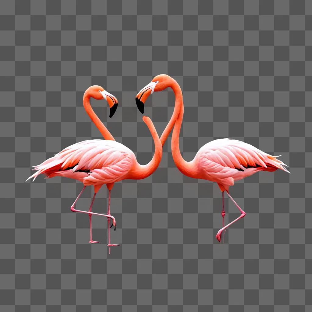 Flamingos make a heart with their beaks