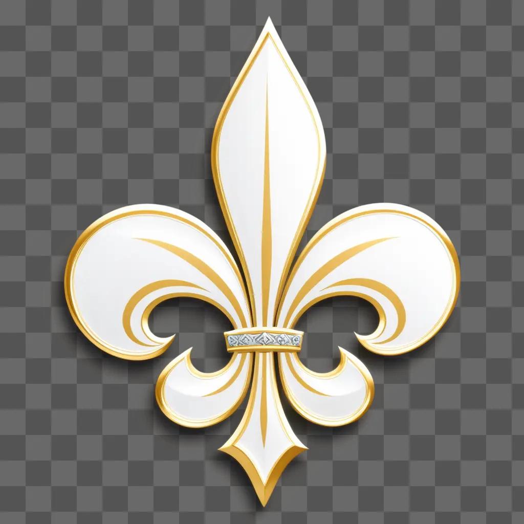 Fleur de Lis emblem on a beige background