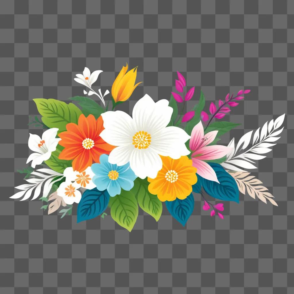 Floral clipart design with a green background