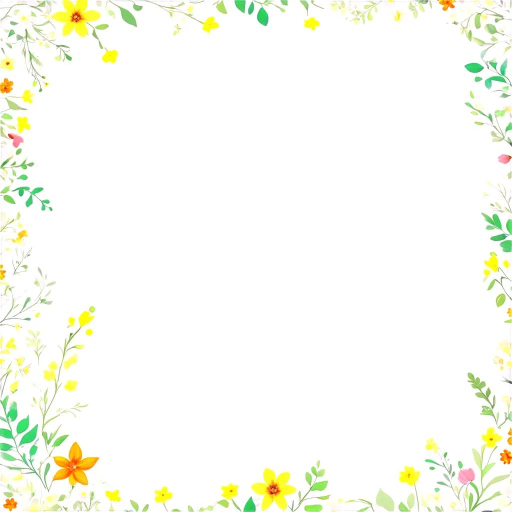 Floral patterned border with flowers and leaves