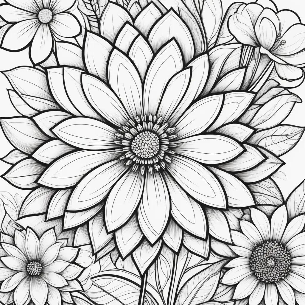 Flower Coloring Pages: Black and White Flower Drawing