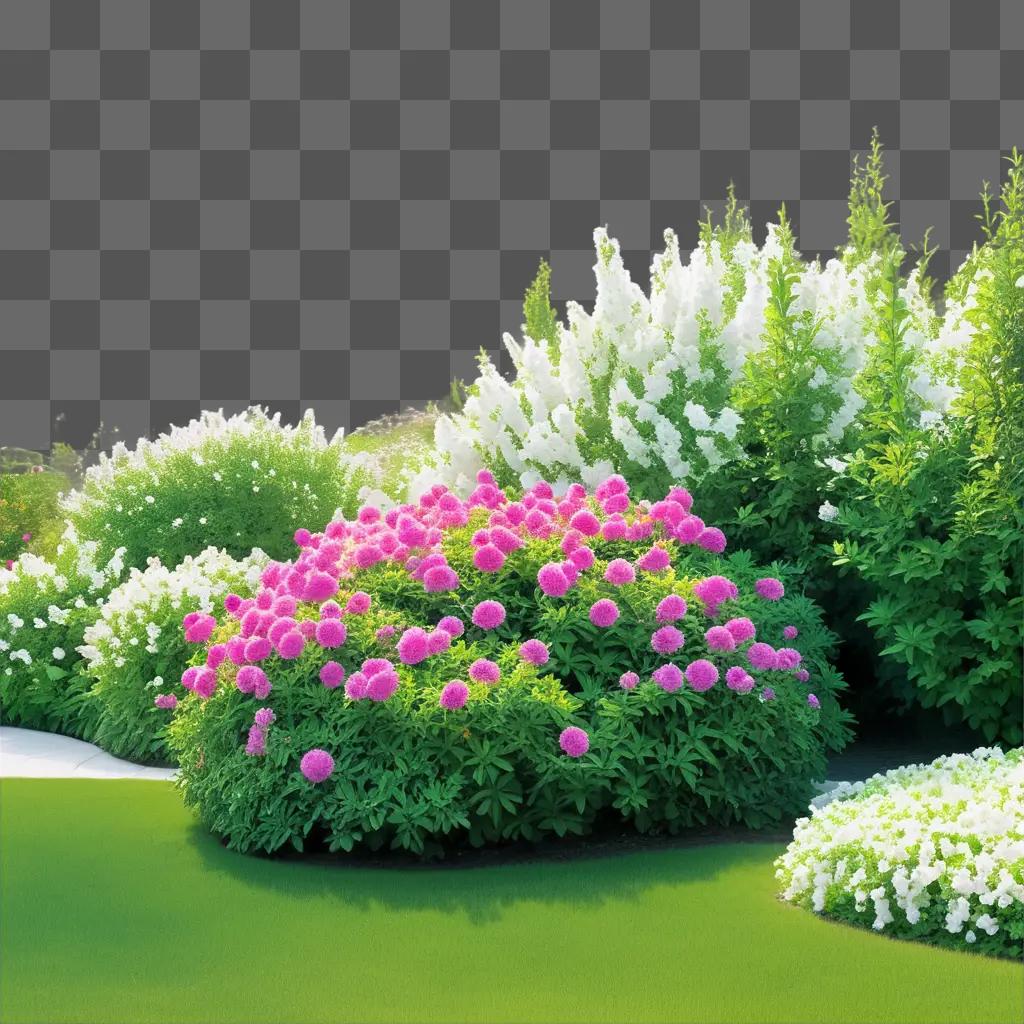 Flower bushes bloom on a sunny day