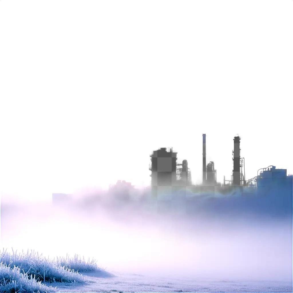 Fog and foggy plants, a clear sky in the background