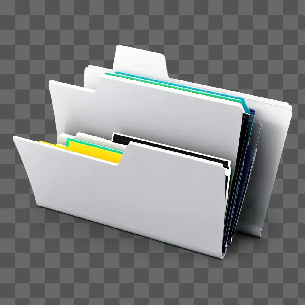 Folder stacked on a gray background