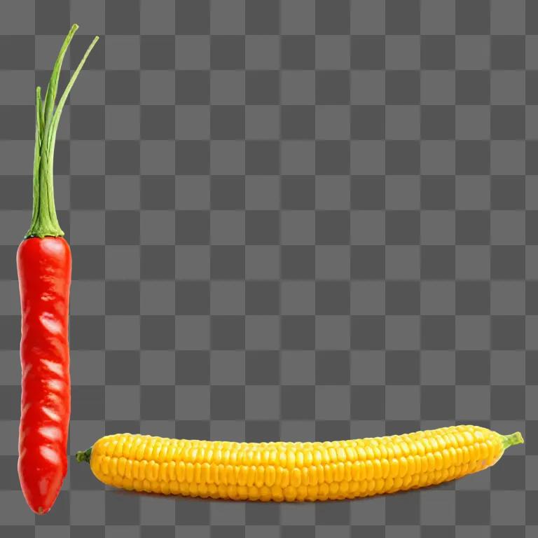 Food clipart shows corn and pepper on a vibrant background