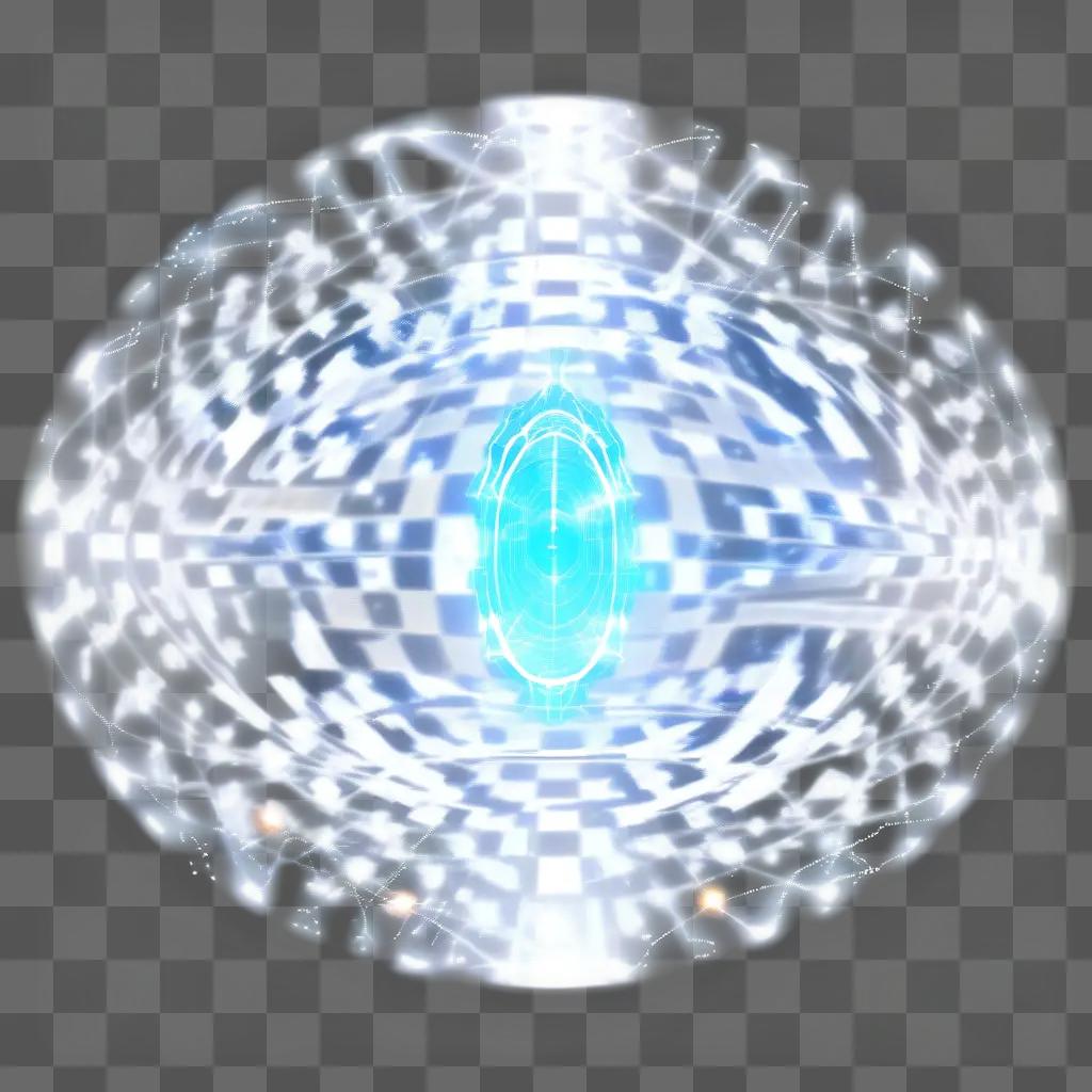 Force field surrounds a sphere with blue light