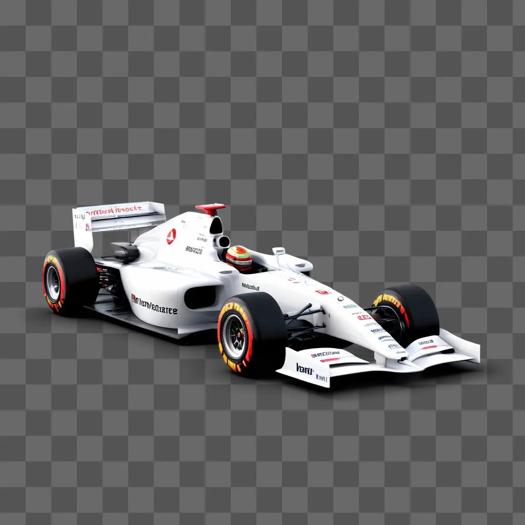 Formula One car with red and white stripes