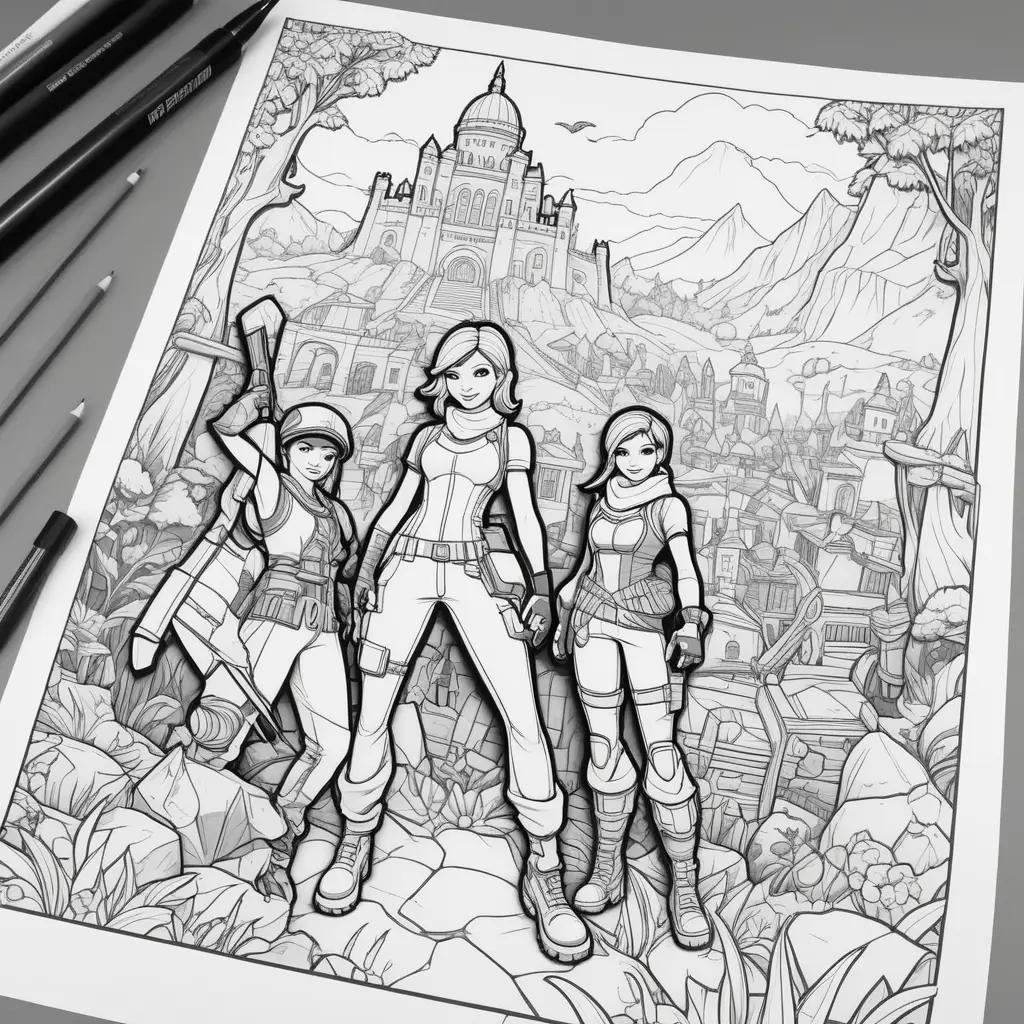 Fortnite Coloring Page - Three Girl Heroes