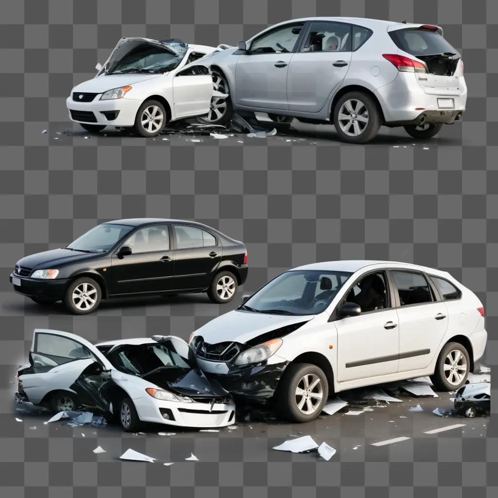 Four cars wrecked in a car accident