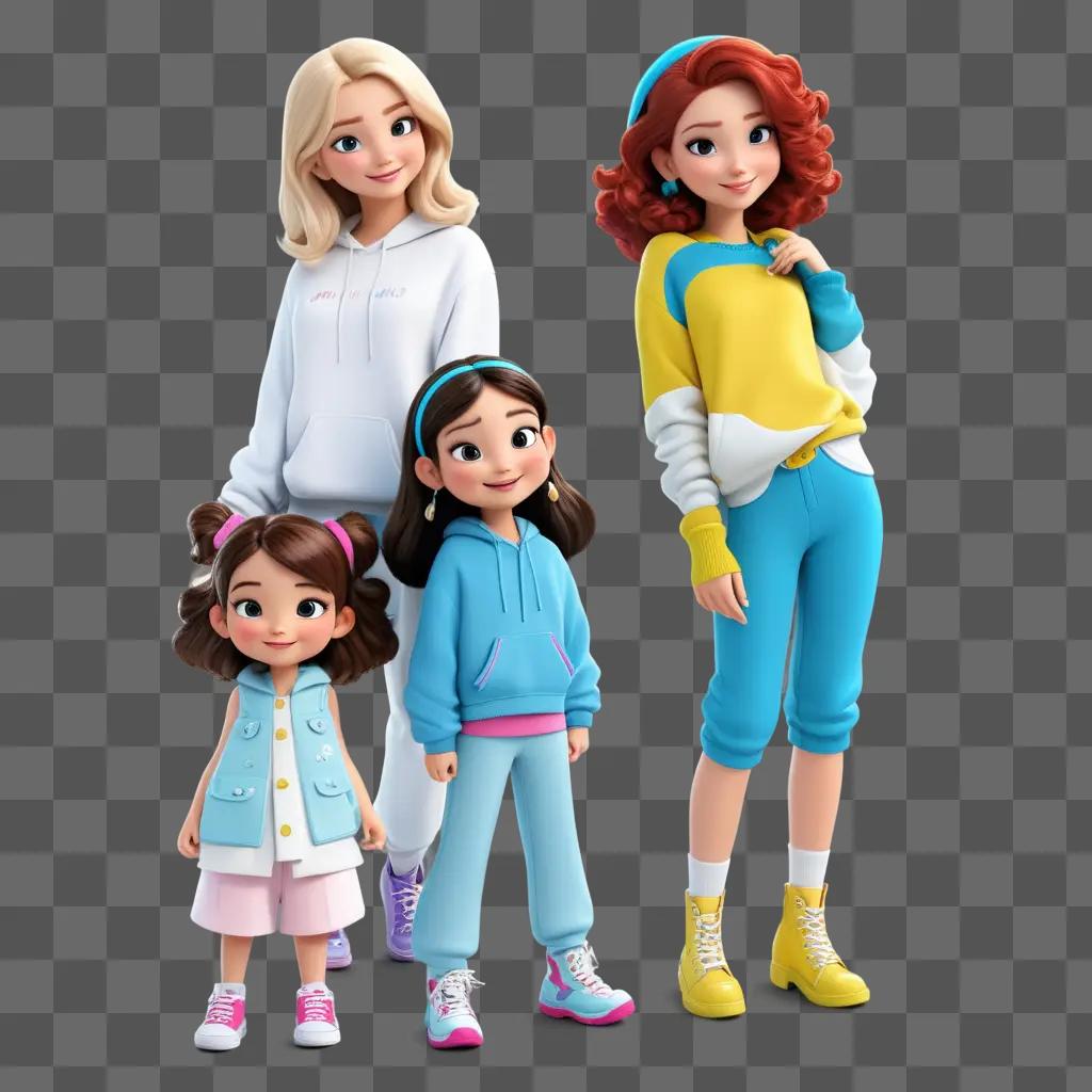 Four cartoon girls pose for a picture