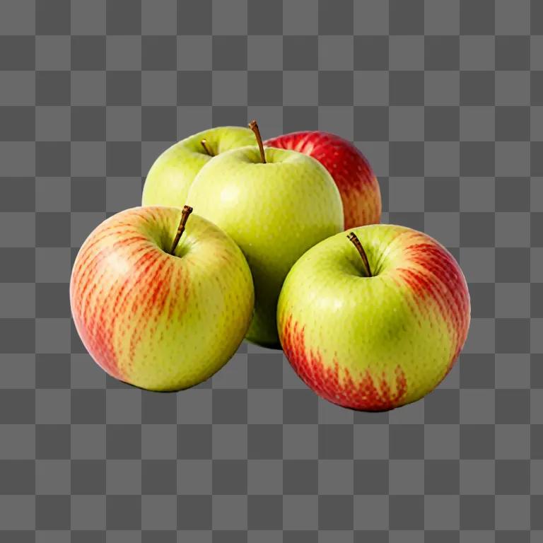 Four colorful apples in a circle