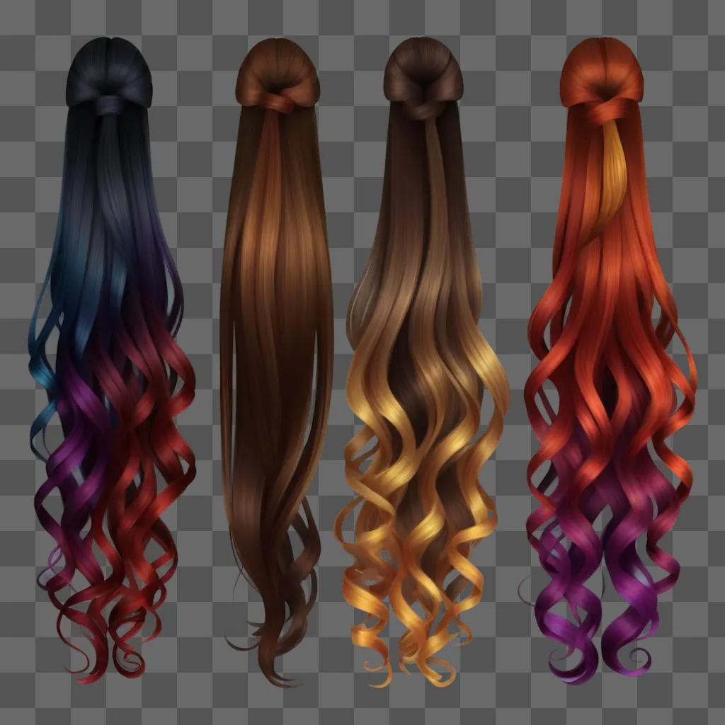 Four different hair colors in hair clipart