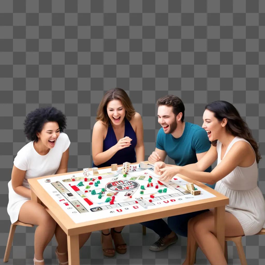 Four friends play a board game together