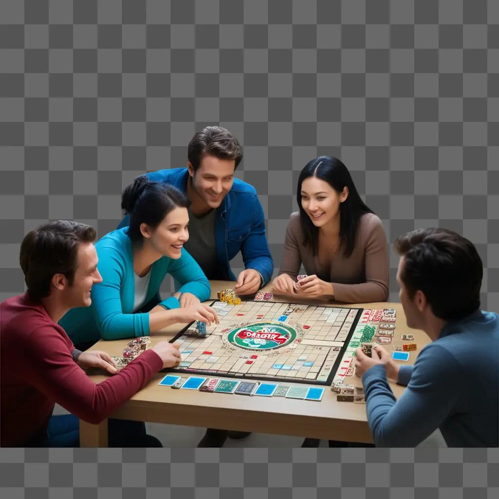 Four friends play a game of Scrabble