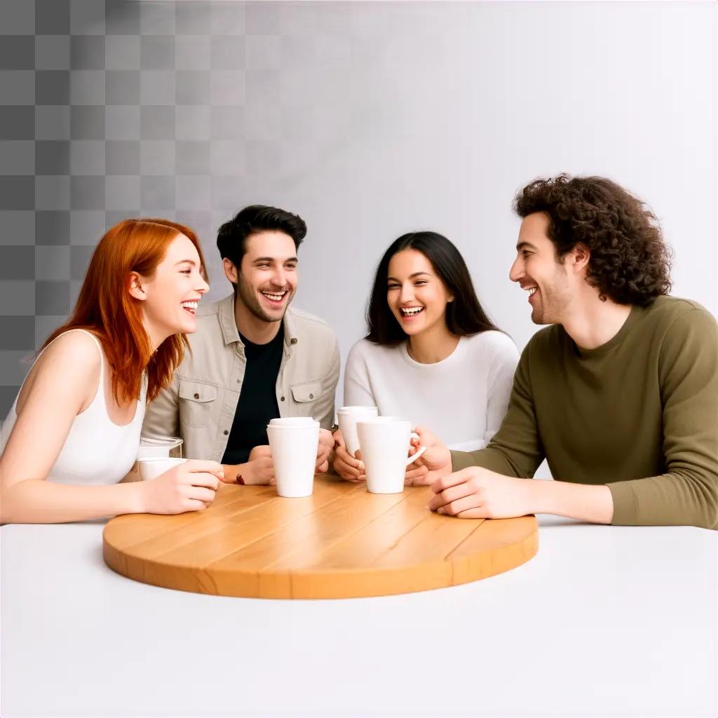 Four friends sharing a coffee together