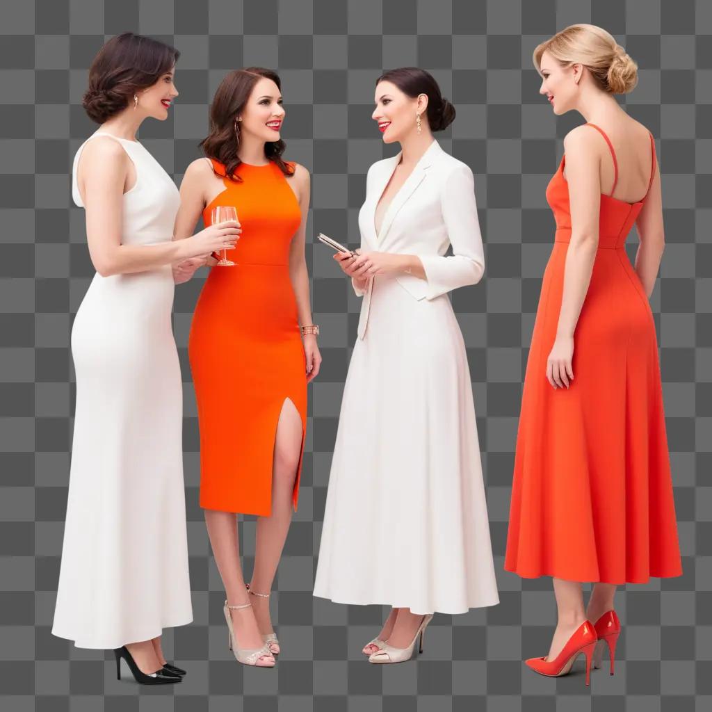 Four ladies in elegant dresses and heels pose for a photo