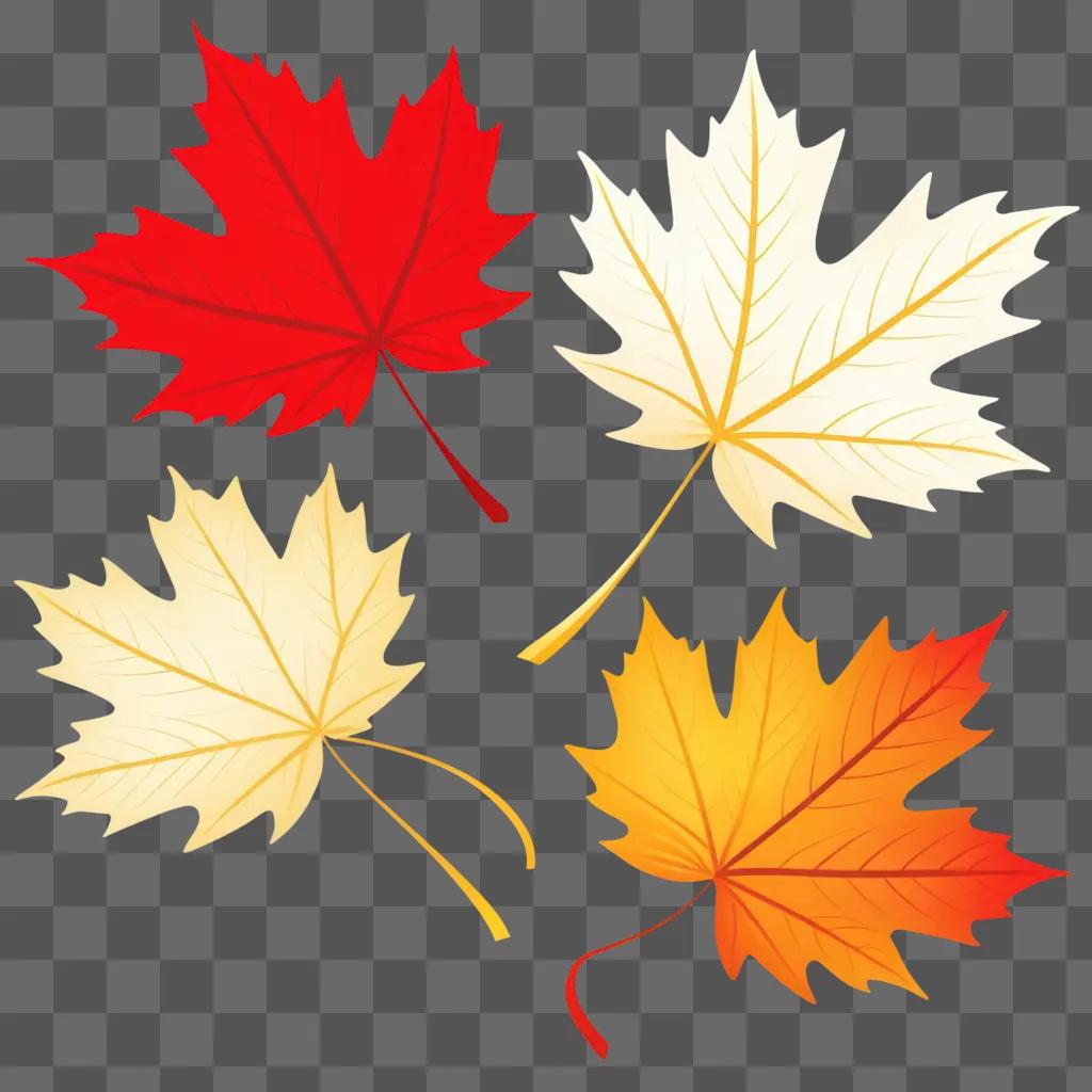 Four leaf clip art leaves are arranged in a circle