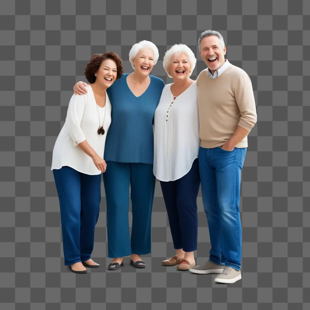 Four older adults pose together for a family photo