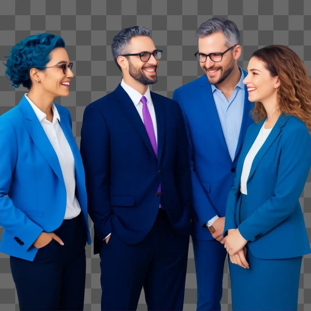 Four people in suits talking to each other