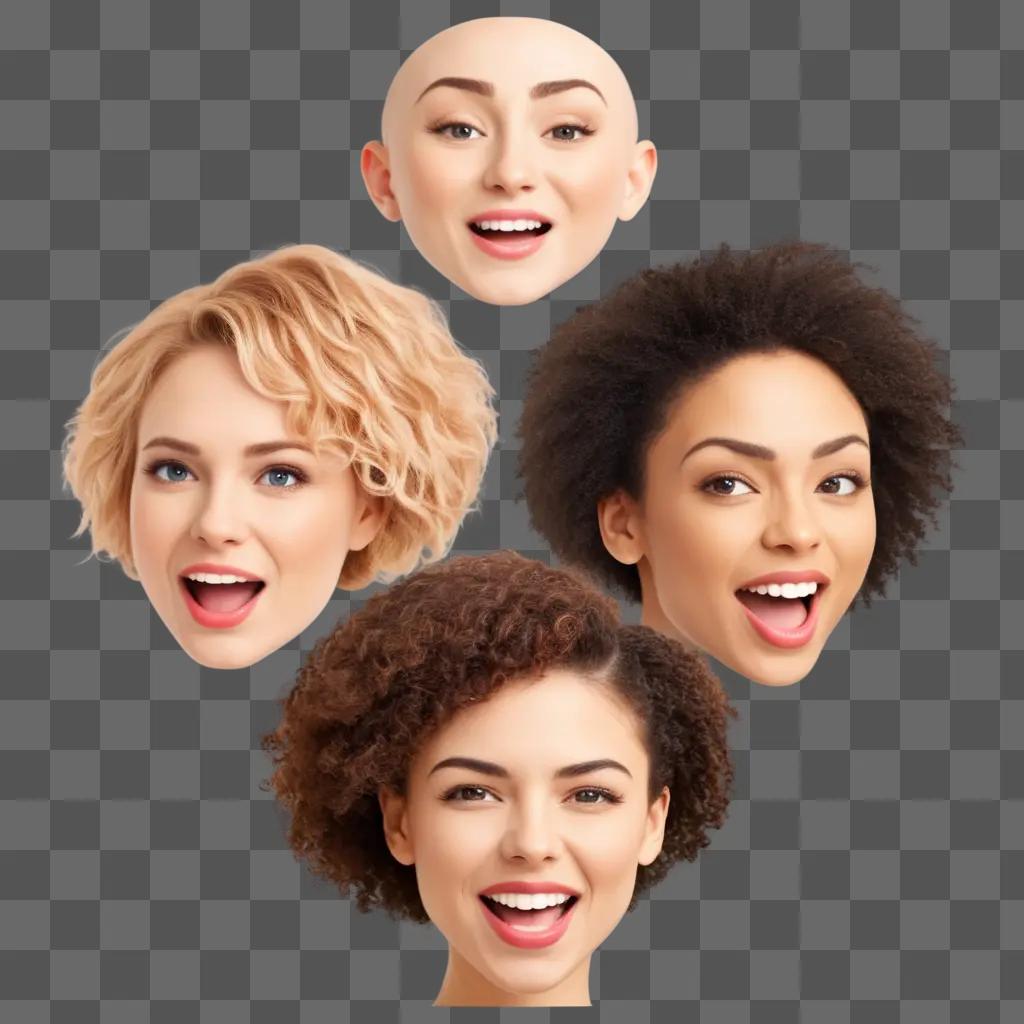 Four smiling faces in a circle