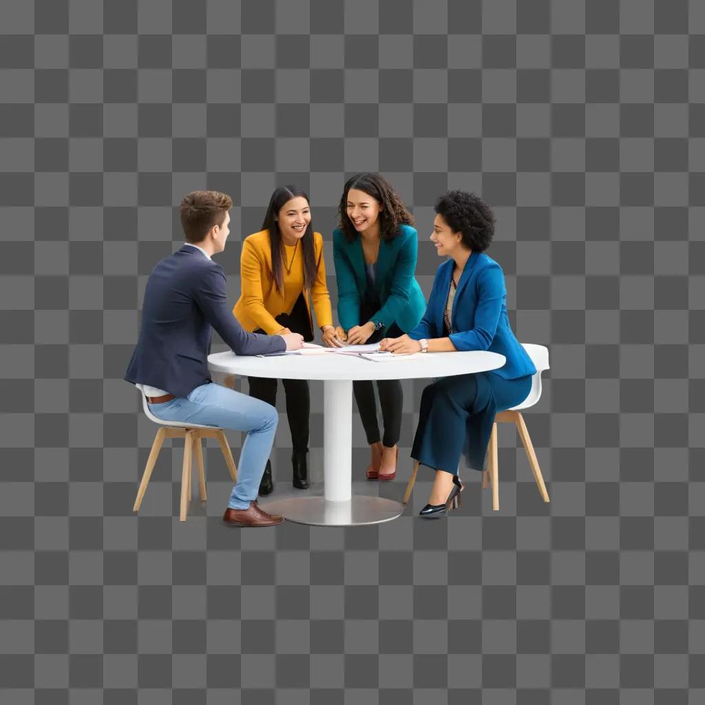 Four women in business attire, having a meeting