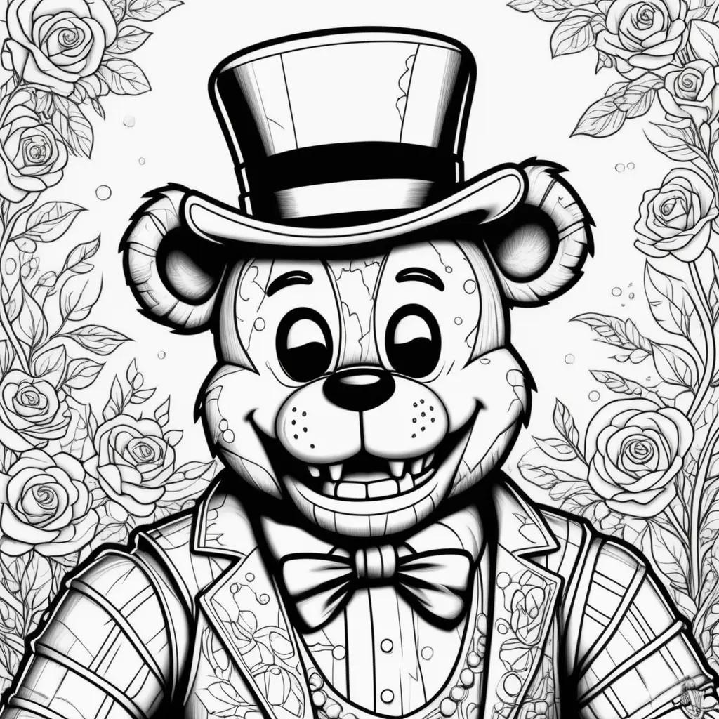 Freddy Fazbear coloring page with black and white color