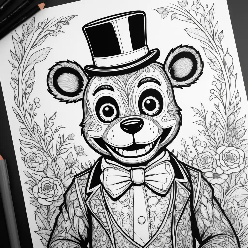 Freddy Fazbear coloring page with black and white coloring