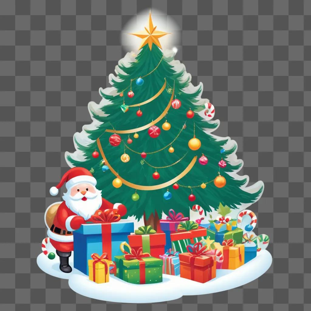 Free Christmas Clipart: Santa and presents under the tree