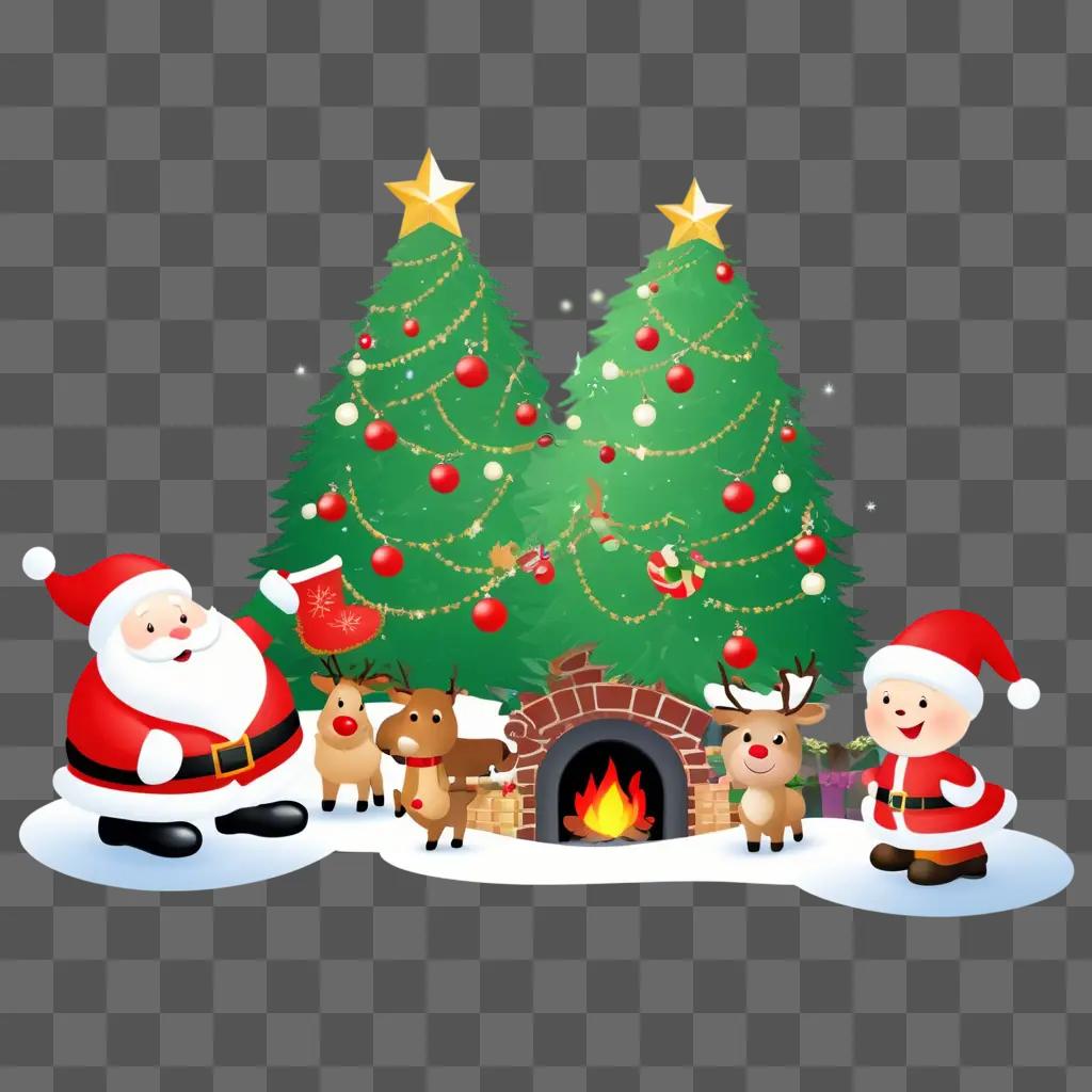 Free Christmas Clipart Featuring Santa and Reindeer