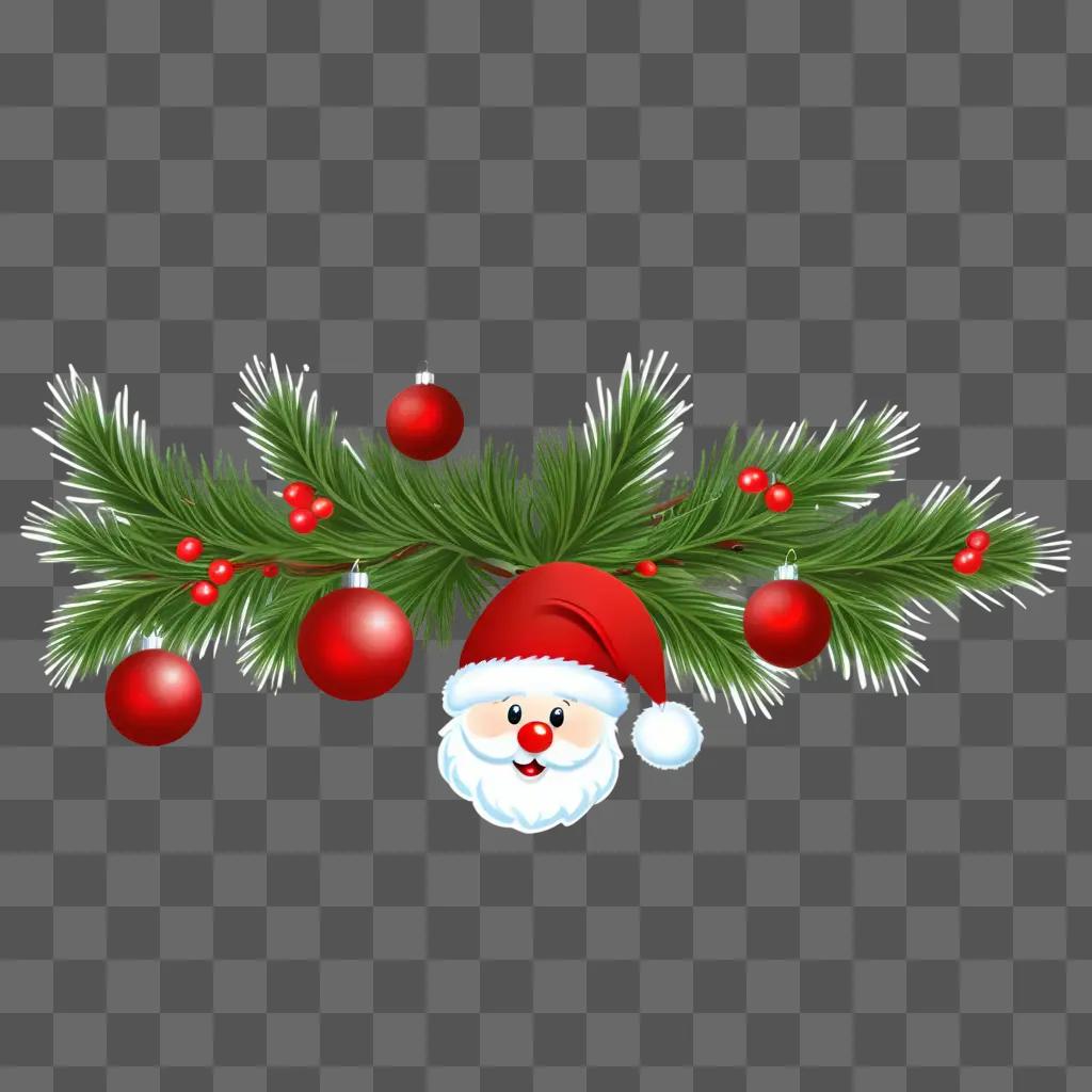 Free Christmas Clipart Santa in the Branch of a Christmas Tree