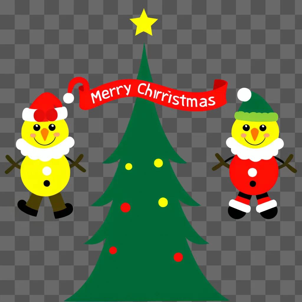 Free Christmas clipart featuring two cute characters