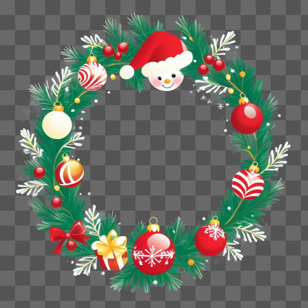 Free Christmas clipart wreath with Santa