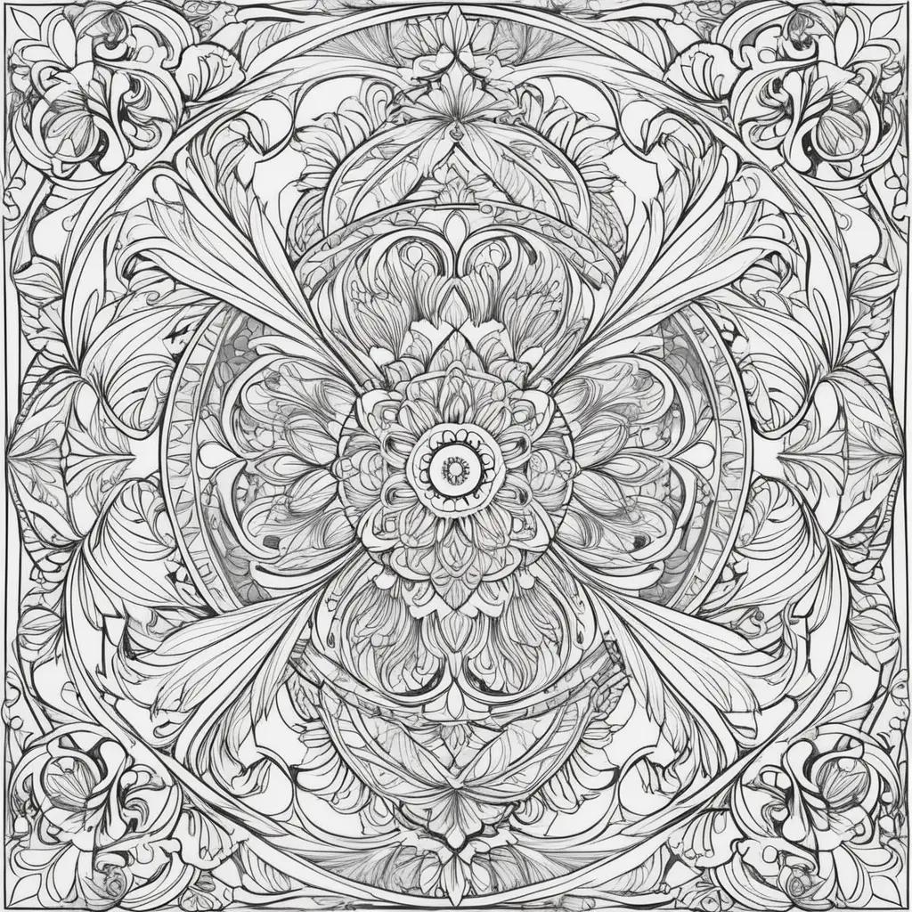 Free Coloring Pages: An Elegant, Black and White, Flower Design