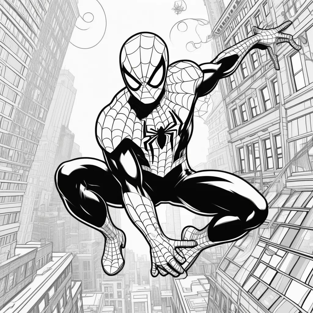 Free Coloring Pages of Spider-Man in the City