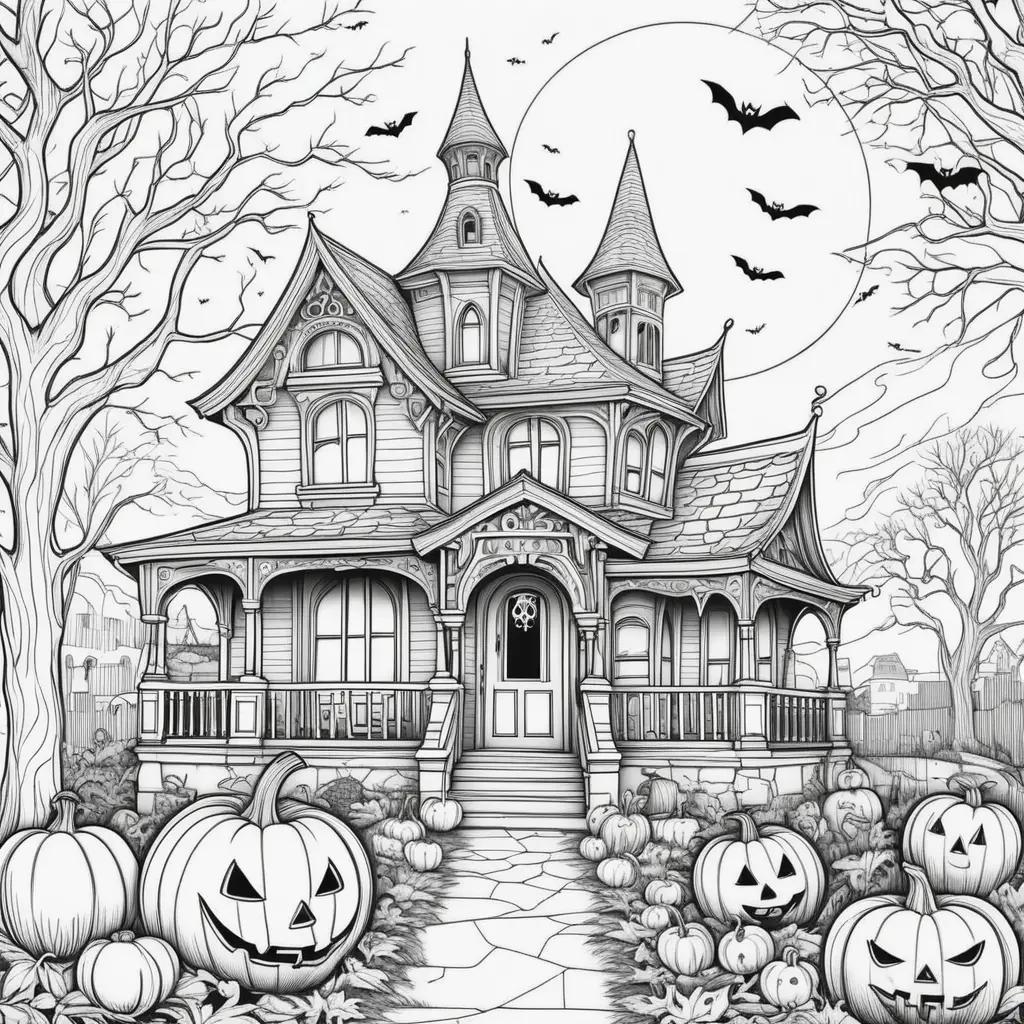 Free Halloween coloring pages of a haunted house