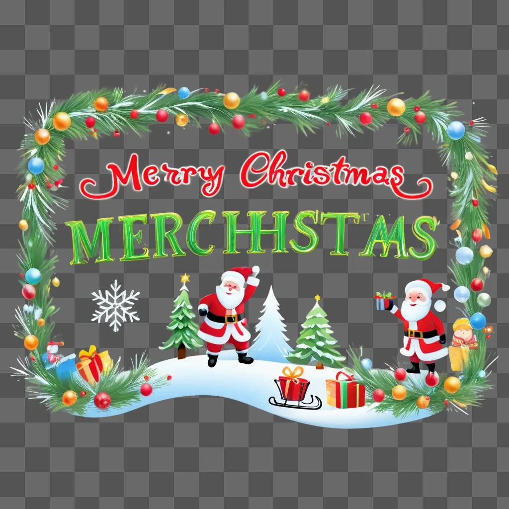 Free Merry Christmas clipart with Santa and presents