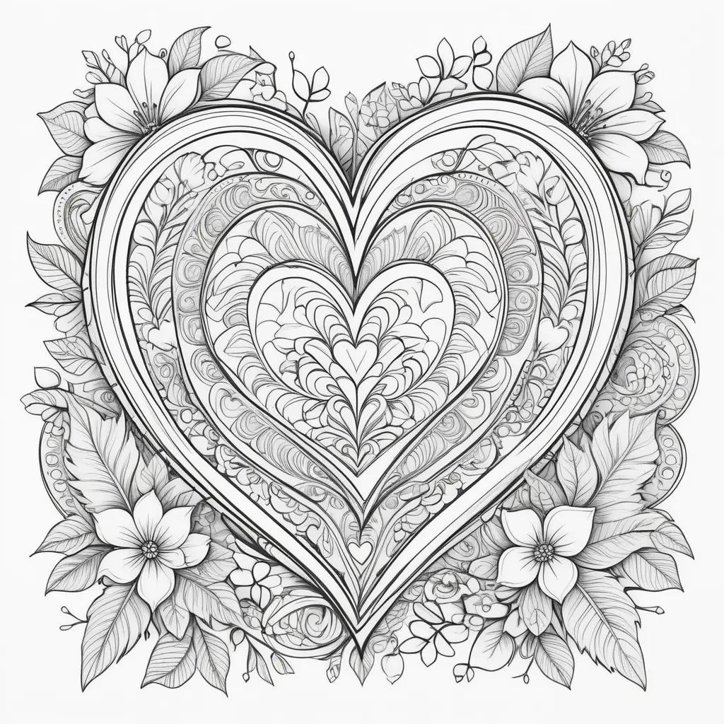 Free Valentines Day Coloring Pages: Heart Flowers