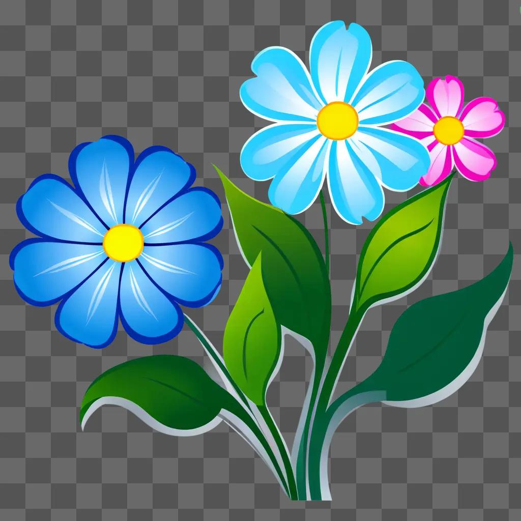 Free clipart flowers and leaves on a blue background