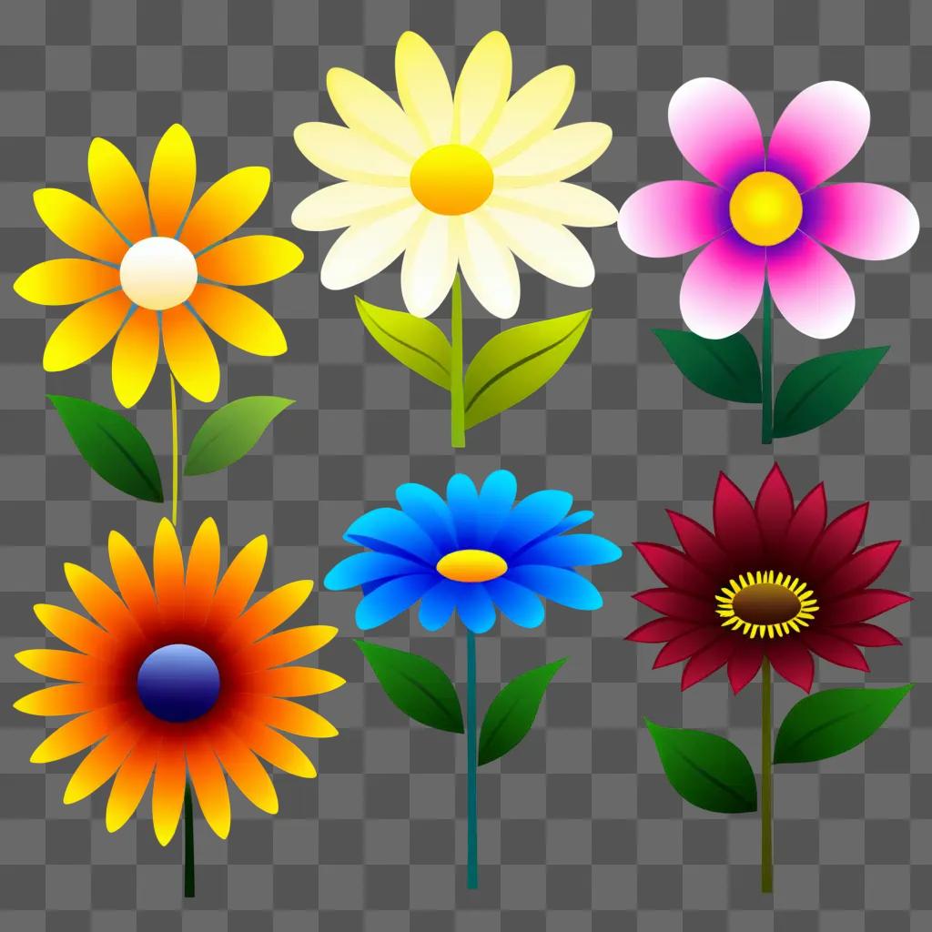 Free clipart flowers in various colors