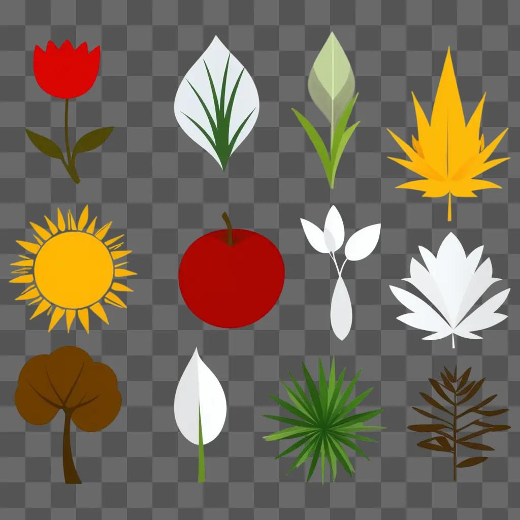 Free clipart leafy plants on a yellow background