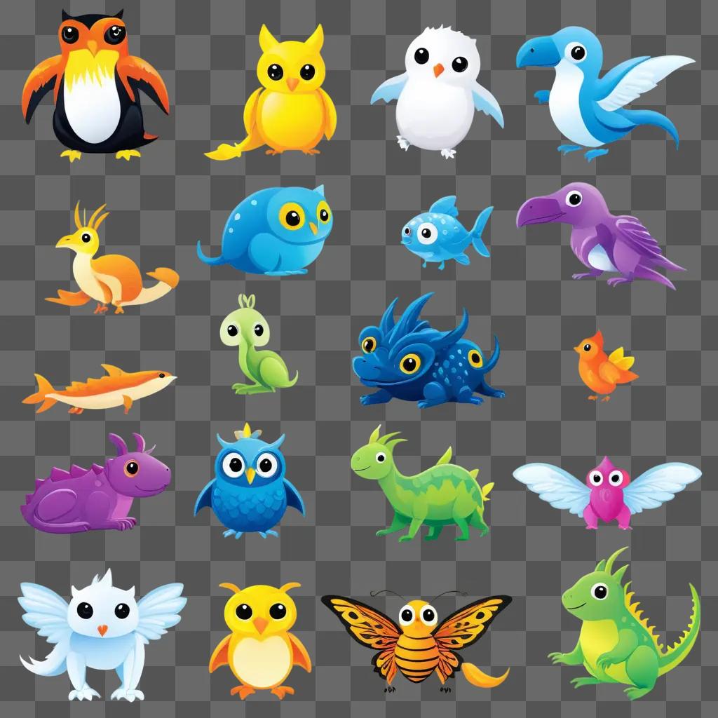 Free clipart of cute cartoon birds and animals