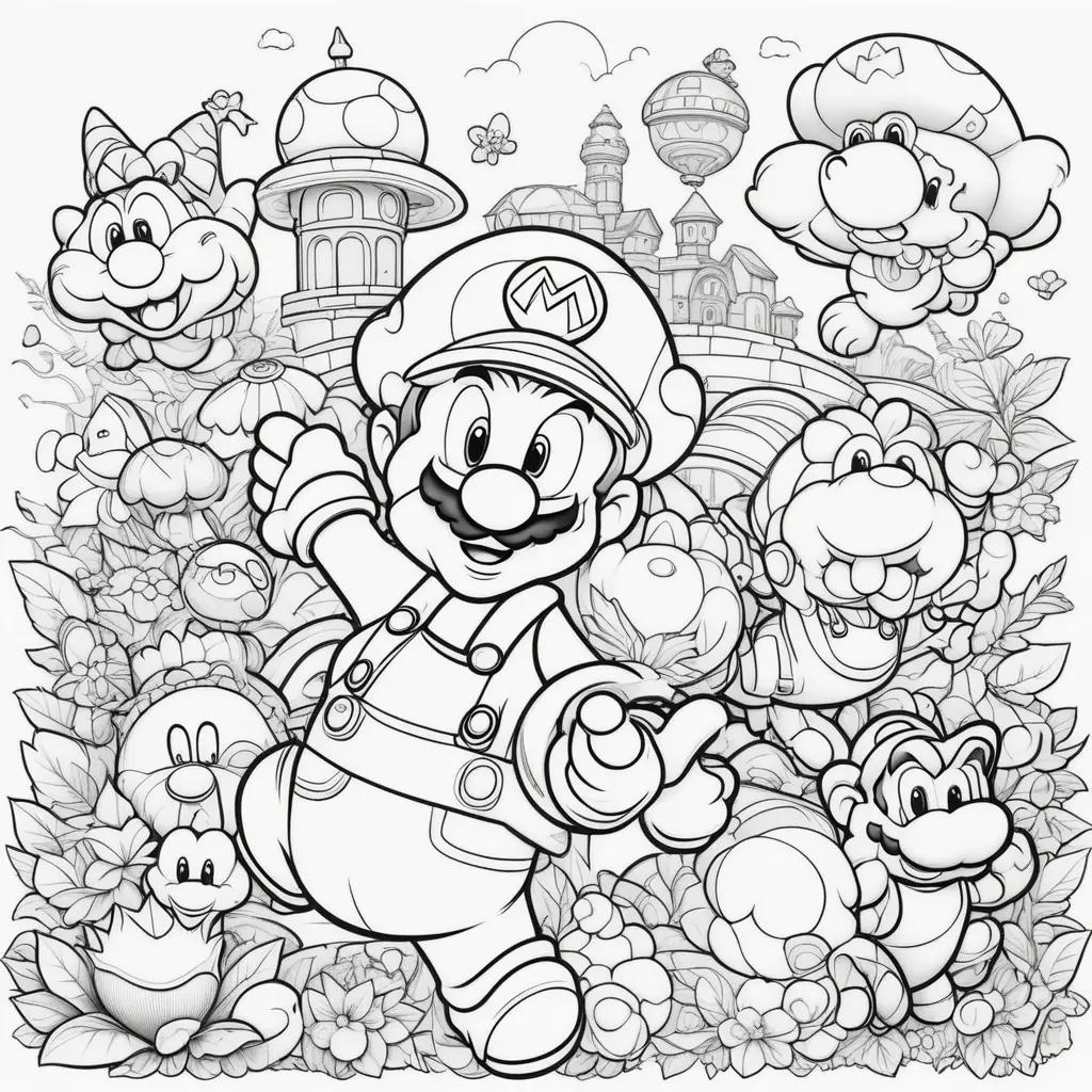 Free coloring pages featuring Mario characters