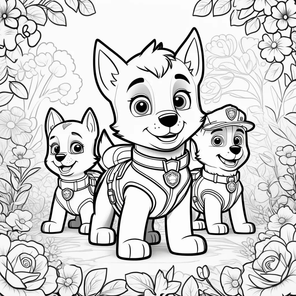 Free coloring pages featuring Paw Patrol characters