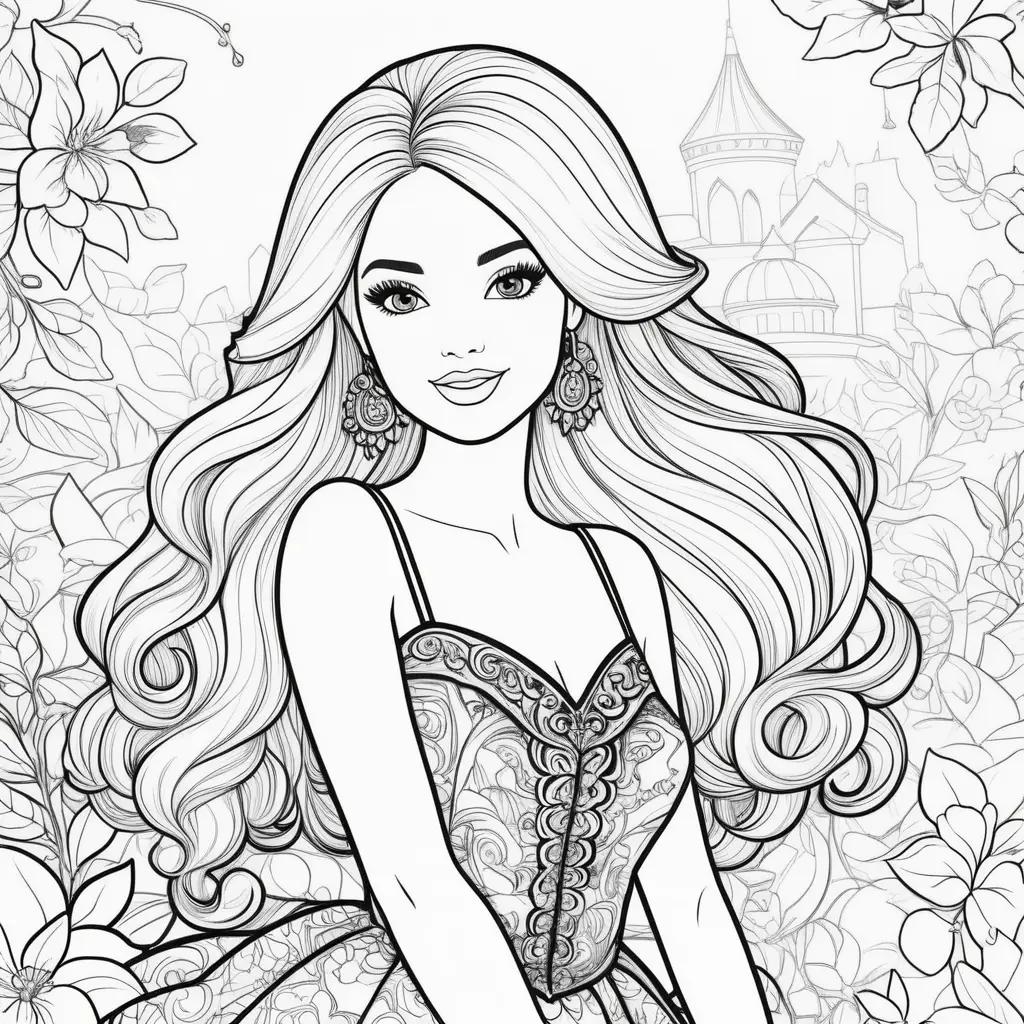 Free coloring pages of Barbie with earrings