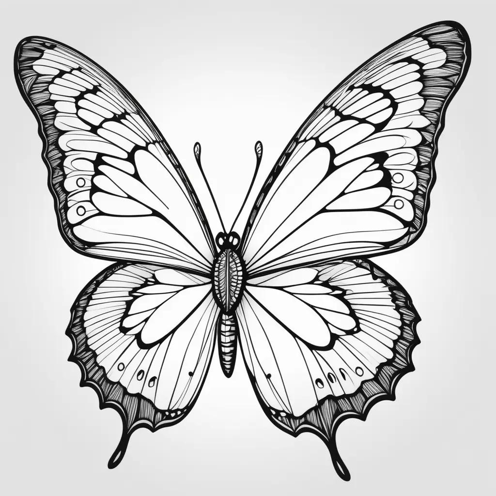 Free coloring pages of a black and white butterfly